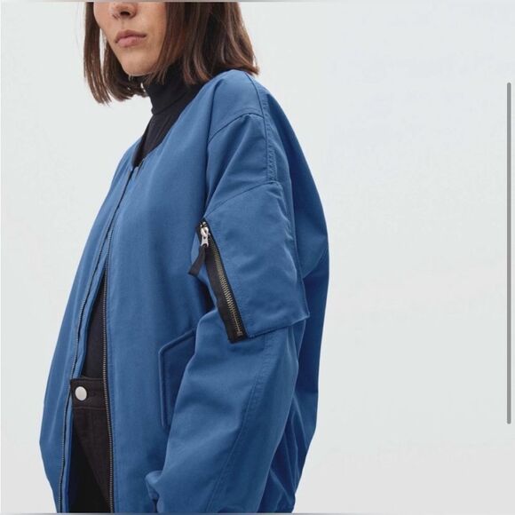 Everlane Blue Bomber Jacket NEW Small - Picture 4 of 16